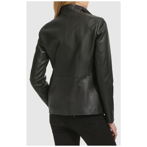 Cole Haan Signature Wing Collar Faux Vegan Leather Jacket Size S - Picture 3 of 12